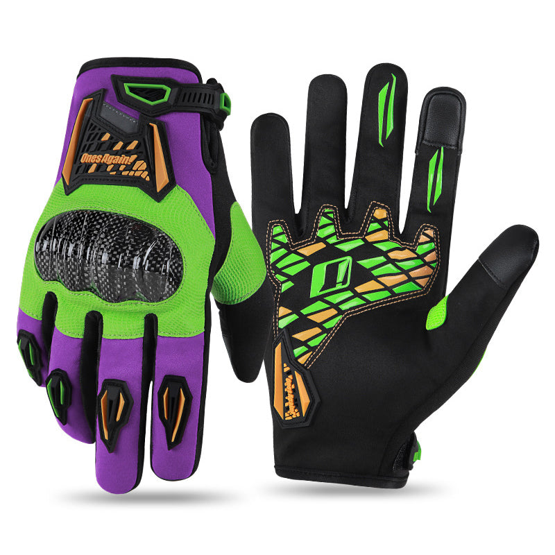 OnesAgain MG45P Winter Motorcycle Gloves Waterproof Anti-Slip Touchscreen Carbon Fiber Protective Riding Gear Purple Black