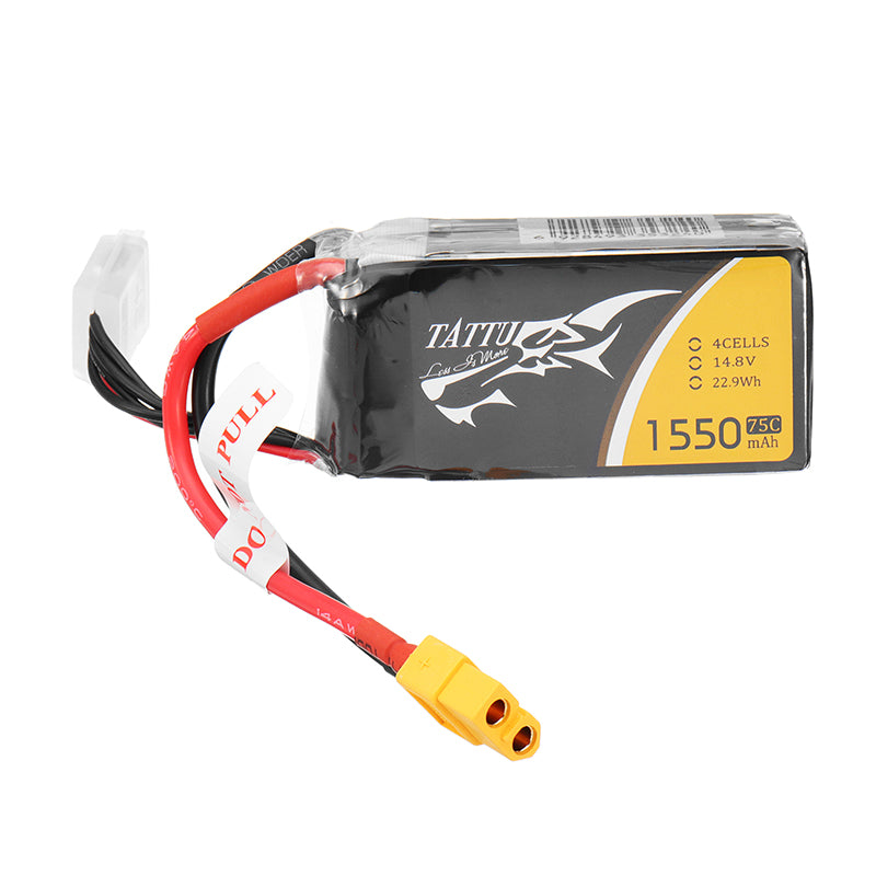 LinkMejor TATTU 14.8V 1550mAh 75C 4S 1P Lipo Battery XT60 Plug for Skylark M4-FPV250 Mini Shredder 200