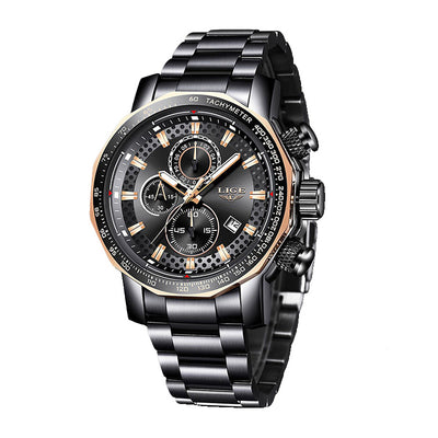 LinkMejor Men's Sport Watches Big Dial Chronograph Watches Multifunctional Business Casual Quartz Watch Mens Waterproof Chronograph Wristwatches
