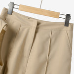 LinkMejor Women Vintage Casual Stand Neck Sleeveless Pleated Wide Leg Tops Trousers