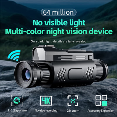 IPRee D12 4K Colorful Infrared Night Vision Device 64 Million Day And Night Macro Reconnaissance Sight Monocular Handheld Camera