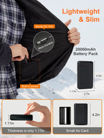 Auxo 9-Zones Men Heated Hooded Jacket with 20000mAH Power Bank - Waterproof Lightweight Warm Electric Heating Coat for Winter Outdoor