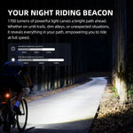 LinkMejor 1700LM Wireless Remote Control Hanging Bike Headlight Waterproof Type-C Charging Aluminum Alloy Bicycle Front Light for MTB Night Riding Safety