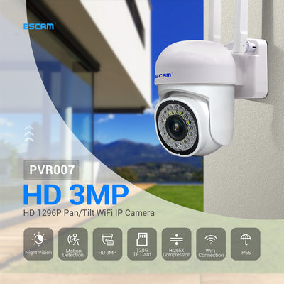 LinkMejor PVR007 3MP 1296P Full Color Wireless PTZ IP Dome Camera H.265 IP66 AI Humanoid Detection Home Security CCTV Baby Monitor