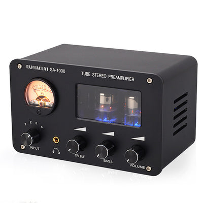 LinkMejor SA-1000 6H3N Tube Preamplifier HiFi 4 Input 2 Output VU Meter Headphone Amplifier Audiophile Sound Quality Aluminum Body Home Theater Audio Amp