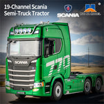 Huina Toys 1501 PRO 1502 1/18 2.4G 19CH Scania 770S Official Licensed Tractor Semi-Truck Trailer RC Car Cool LED Light Full Proportional Remote Control RTR Vehicle Models