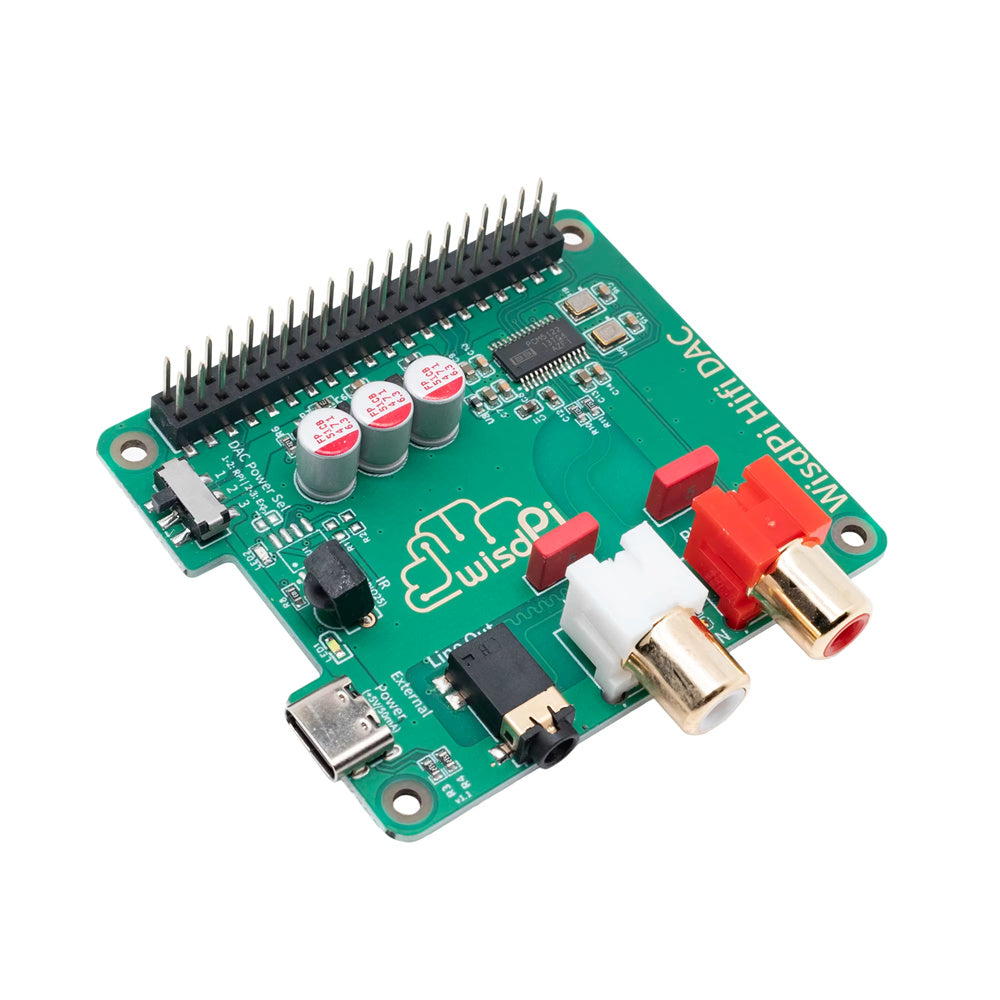 Audio Card Expansion Board for Raspberry Pi PCM5122 Audio 3.5 RCA Gold Plated Power Noise Reduction External Power