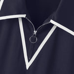 LinkMejor Mens Fashion Design Spliced Collar Shirt Comfortable Fabric Short Sleeve Zipper Lapel Top for Male S-5XL