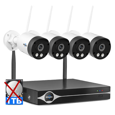 LinkMejor WK-4HBY08 4CH Wireless Security Camera System 8MP Ultra HD 4K WiFi Indoor Outdoor Color Night Vision Two-Way Audio CCTV System
