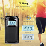 LinkMejor PR12 Portable Radio FM AM Mini Pocket USB Radio MP3 Portable Receiver Backlit LCD Display Digital Power Bank Support TF Card for Elderly