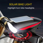 Cansses 3 in 1 Solar Bike Headlight XPE Lamp Beads 1200mAh Battery Waterproof 3 Light Modes with 120db Horn for Night Cycling