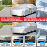 190T Polyester Car Full Covers All Weather Automobiles Outdoor With Windproof Strap 6 Reflective Strips for Sedans Coupes Silver UV Risistant Rainproof Dustproof Snowproof