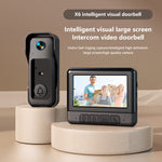 X6 Intelligent Visual Doorbell with 4.3 Inch Screen Two Way Intercom Wireless Video Doorbell 130° Wide Angle Night Vision Support Battery Powered Security Camera