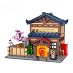 C66012W Moc Japanese Street View Series Bricks Yuzawa Bathhouse House Building Blocks 1249PCS Birthday Christmas Gift For Adult Boys