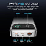 MOVESPEED M25Pro 145W 25000mAh Power Bank LED Display External Battery Power Supply with 1 Input & 3 Outputs Support PD3.1 Fast Charging for iPhone 16 16 Pro 15 14 13 Pro Max for Xiaomi 15pro for Samsung Galaxy S25 Ultra