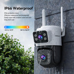 SriHome SH074 4MP Dual Lens PTZ Camera Dual-Screen Full Color Night Vision Human Motion Two-Way Audio Visual Alarm IP66 Waterproof WIFI Surveillance IP Camera for Outdoor Safety