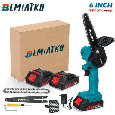LinkMejor 88VF 6 Inch Cordless Electric Chainsaw 3000W One-hand Handheld Garden Saws Wood Cutter