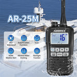 LinkMejor AR-25M Marine Radio Transceiver Walkie Talkie IP67 Waterproof VHF Handheld Float Vessel Talk NOAA Two Way Radio for Boat
