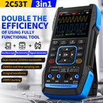 LinkMejor 2C53T Upgrade 3in1 50MHz*2 Dual Channel Bandwidth 250MS Rate Oscilloscope Multimeter Signal Generator 19999 Counts True RMS