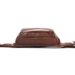LinkMejor Men's Genuine Leather Fanny Bag Adjustable Strap Waist Bag Retro Crossbody Chest Bag