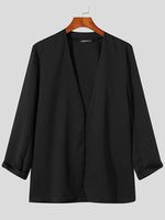 INCERUN Mens Casual Blazer Solid Collarless Casual Long Sleeve Business Blazer