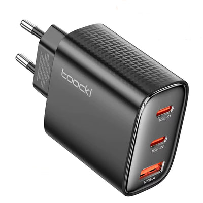 [GaN Tech] Toocki TCT40-22EU 40W 3-Port USB PD Charger USB-A+2USB-C PD Fast Charging Wall Charger Adapter EU Plug for iPhone 17 17Pro 16 Pro Max 15 14 13 for Xiaomi 17pro for Huawei Mate XTs for OPPO for VIVO