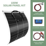 LinkMejor 100W / 200W Solar Panel Kit Flexible Monocrystalline High Efficiency Solar Panel  for Off-Grid RV Camping Power System