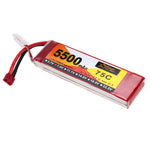 LinkMejor Power 7.4V 5500mAh 75C 2S LiPo Battery T Deans Plug for RC Car