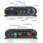 ST-839 2.1CH Mini Bluetooth Stereo Amplifier RMS 25Wx2+40W Subwoofer Output USB/AUX/RCA Input Home Audio Receiver for Home Theater With DC12V Power Adapter