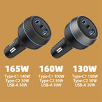 LinkMejor IBD356-1U2C 165W/160W/130W Fast Charging USB Type C Car Charger for Laptop Mobile Phone