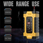 LinkMejor 12V 24V 10A Battery Charger with Intelligent Repair Screen Display for Cars and Motorcycles