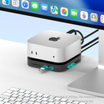 LinkMejor HB03+ for Mac Mini M4/M4 Pro Dock Dual-Channel 7-in-2 USB-C Hub with HD 4K 60Hz Thunderbolt4 USB4 40Gbps 10Gbps NVMe M.2 SSD Slot Docking Station