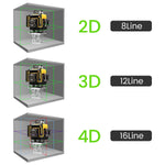New 16 Lines 4D Laser Level Remote Control 4 Colors Beam 360° Horizontal ＆ Vertical Powerful Lines Laser Levels Power Display 2 Batteries