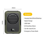 Mini Portable USB Rechargeable Fan 2000mAh Hanging Neck Waist Fan for Outdoor Camping Hiking Climbing Running Sports
