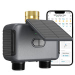 2 Zone WiFi Water Timer Smart Irrigation Timer Water Valve Controller  Solar Powered  Smart Life App 2000mAh Battery USB-C Charging 0.05-0.8MPa Water Pressure Auto Watering Timer