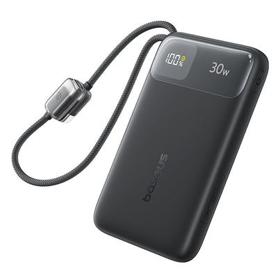 Baseus EnerFill FC11 30W 37Wh 10000mAh Digital Display Power Bank with USB-C&iP Cable External Battery Power Supply with 2 Inputs & 4 Outputs Support PD3.0 QC3.0 SCP Fast Charging for iPhone 17 17Pro 16 Pro Max 15 14 13 for Xiaomi 17pro for OPPO for VIVO