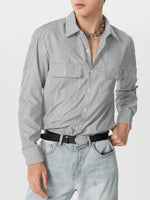 LinkMejor Mes Daily Casual Striped Shirt with Double Breast Pocket