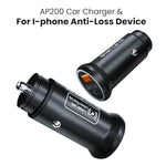 AP200 Smart Car Kit 2 in 1 Car Charger with GPS Tracker Anti-Loss Device Locator Dual Port Fast Charging Apple iOS Compatibility