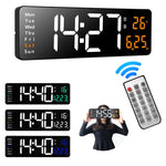 LinkMejor 16 Inch Digital Wall Clock Large LED Display with Remote Control / Automatic Brightness / Indoor Temperature / Date / Week / 12/24H For Home Office Classroom