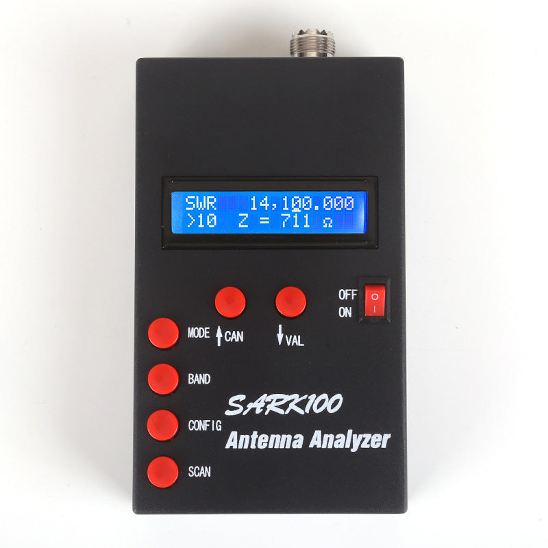 SARK100 Practical Antenna Analyzer 1-60MHz LCD SWR Impedance Meter USB Support SL-16 M Female Socket HF Shortwave Antenna Tester