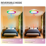 Elfeland Smart RGB LED Ceiling Fan Light 3 Color Temperatures 2H Timer 6 Wind Speeds Quiet Operation APP & Remote Control for Home Rooms