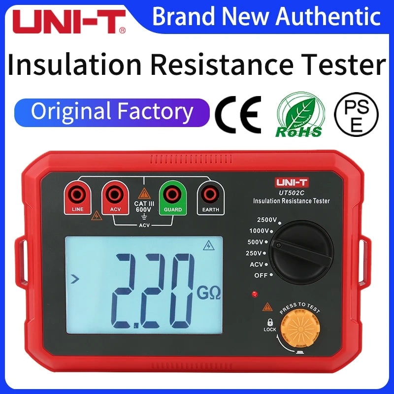 LinkMejor Digital Megohmmeter UT502C 2500V Insulation Resistance Tester Ommeter Megometer Ground Meter Backlight Auto Range