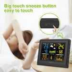 LinkMejor Wireless Weather Station Digital Display Alarm Clock Calendar Temperature Hygrometer Meter Weather Forecast Radio Wave Moon Phase Barometer Sensor