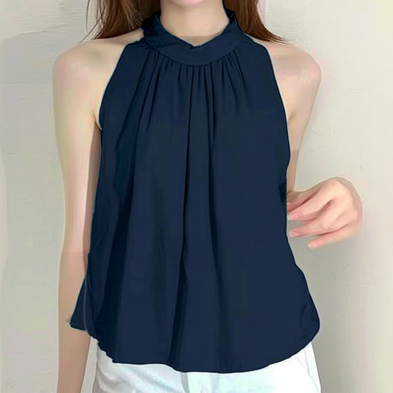 LinkMejor Elegant Style Womens Tank Vest Summer Sleeveless O-Neck Plain Casual Loose Camisoles Top