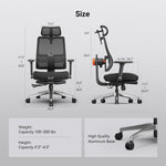 LinkMejor MagicH-BPro Ergonomic Chair with Footrest, Auto-Following Backrest Headrest, Adaptive Lower Back Support, Adjustable Armrest, 4 Positions to Lock