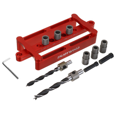 LinkMejor X320 Self Centering Dowelling Jig Metric Inch Dowel Punch Locator Drilling Tools for Woodworking