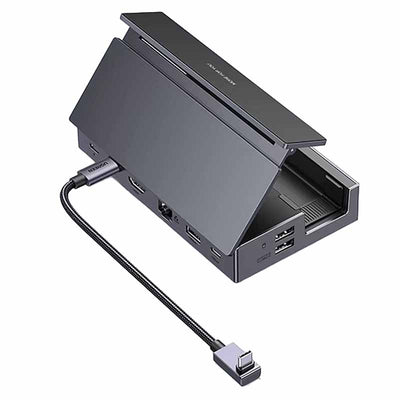 LinkMejor CM800 9-in-1 USB-C Docking Station with USB2.0 4K60Hz RJ45 1000M PD100W USB-C 10Gbps USB-A 10Gbps SD&TF Card Slots Compatible with Steam Deck ROG Ally for iPhone 16 16 Pro 15 Pro Max