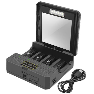 Portable Power Bank MS-TYN84 Solar Smart Charger Type-C 4 Slot Case Battery Charging Case Multi-Function Outdoor Charger for 26650/21700/18650/18500/16340 Lithium Battery