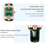 LinkMejor Fashion Rectangular Quartz Watch Female Luxury Elegant Clock Waterproof Leather Band Creative Diamond Women Watch