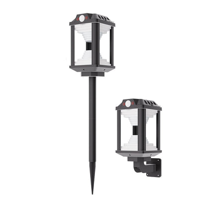 Elfeland HW 888 Solar Motion Sensor Light USB Rechargeable 2 in 1 Wall Mounted Ground Stake Light IP65 Waterproof for Garden Patio Pathway